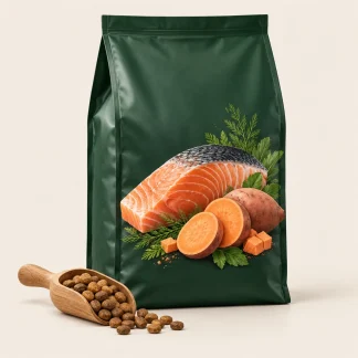 Lazac & Édesburgonya Sensitive 7 kg (mintatermék, mesterséges intelligenciával készült kép)