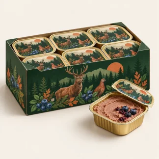 Vadhús & Áfonya tálka 6 × 150 g (mintatermék, mesterséges intelligenciával készült kép)