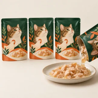Csirke zselében tasak 85 g (mintatermék, mesterséges intelligenciával készült kép)